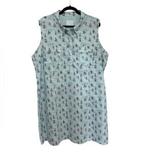 Reel Legends Blue Pelican Print Popover Sleeveless Shirt Dress - Size 2X